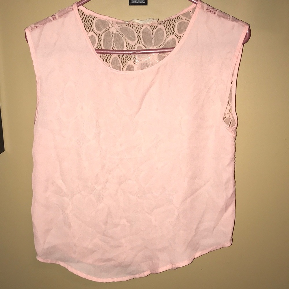Pink lace back tank